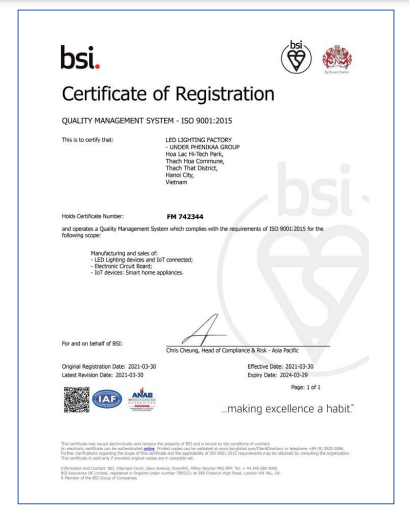 Giấy chứng nhận ISO 9001: 2015