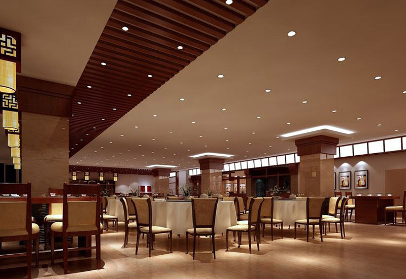 Đèn LED downlight đổi màu 7W được lựa chọn để tạo không gian sang trọng ở nhà hàng.