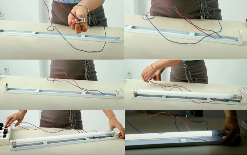 Cách đấu nguồn điện vào máng đèn tuýp LED 1 đầu