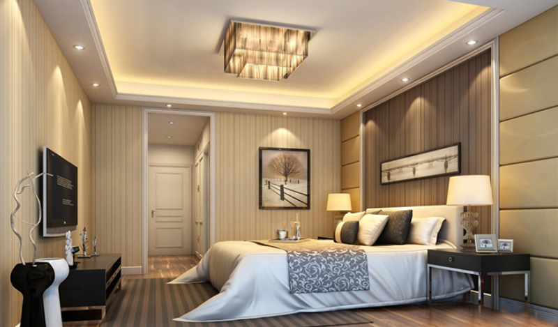 Đèn LED ốp trần phòng ngủ ánh sáng vàng sẽ giúp không gian phòng ngủ trở nên ấm áp và gần gũi hơn