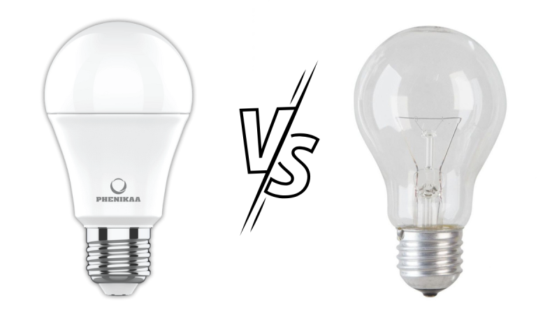 Đèn LED và đèn sợi đốt có sự chênh lệch lớn về chỉ số quang thông