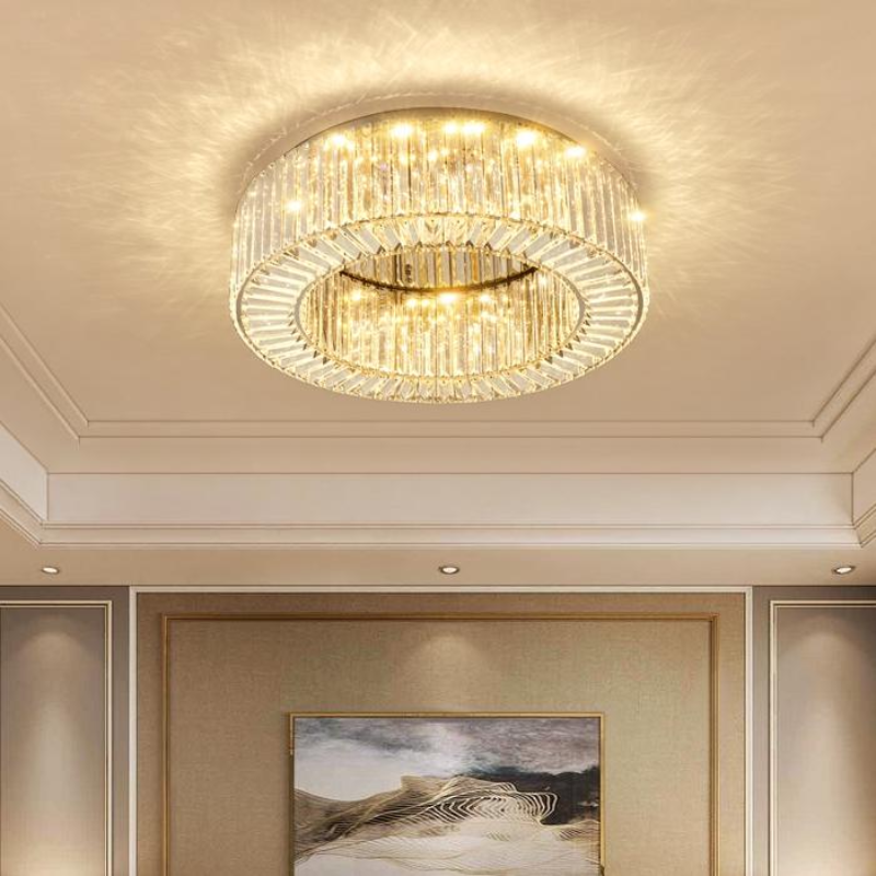 Đèn LED ốp trần pha lê tinh xảo phù hợp với không gian có thiết kế nội thất cổ điển