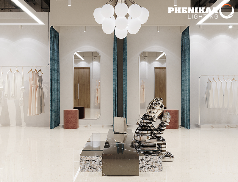Đèn LED spotlight ánh sáng trắng của Phenikaa có CRI > 80, phản ánh rõ và chân thật mọi vật trong cửa hàng