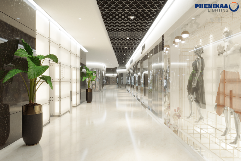Bóng đèn LED âm trần tiết kiệm điện năng nên được sử dụng phổ biến ở nhiều trung tâm thương mại, văn phòng