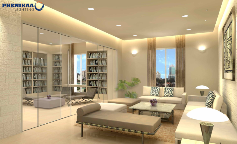 Đèn LED âm trần 7W giúp không gian phòng khách thêm tươi sáng, giàu tính thẩm mỹ